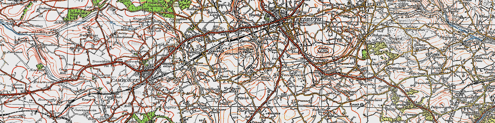 Old map of Carn Brea in 1919