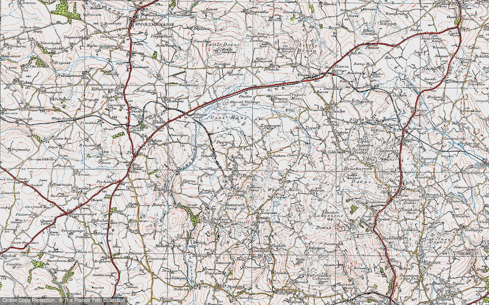 Old Map of Historic Map covering Goss Moor in 1919