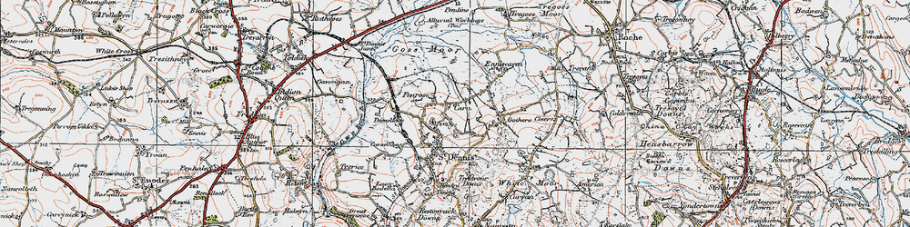Old map of Goss Moor in 1919