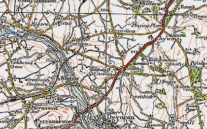Old map of Carnon Downs in 1919