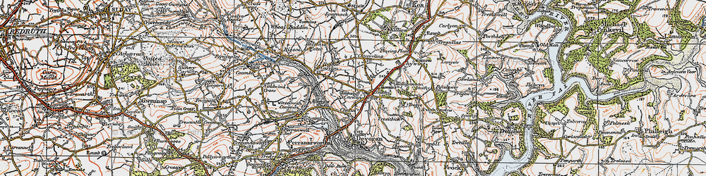 Old map of Carnon Downs in 1919
