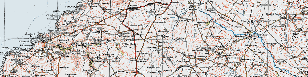 Old map of Caroe in 1919