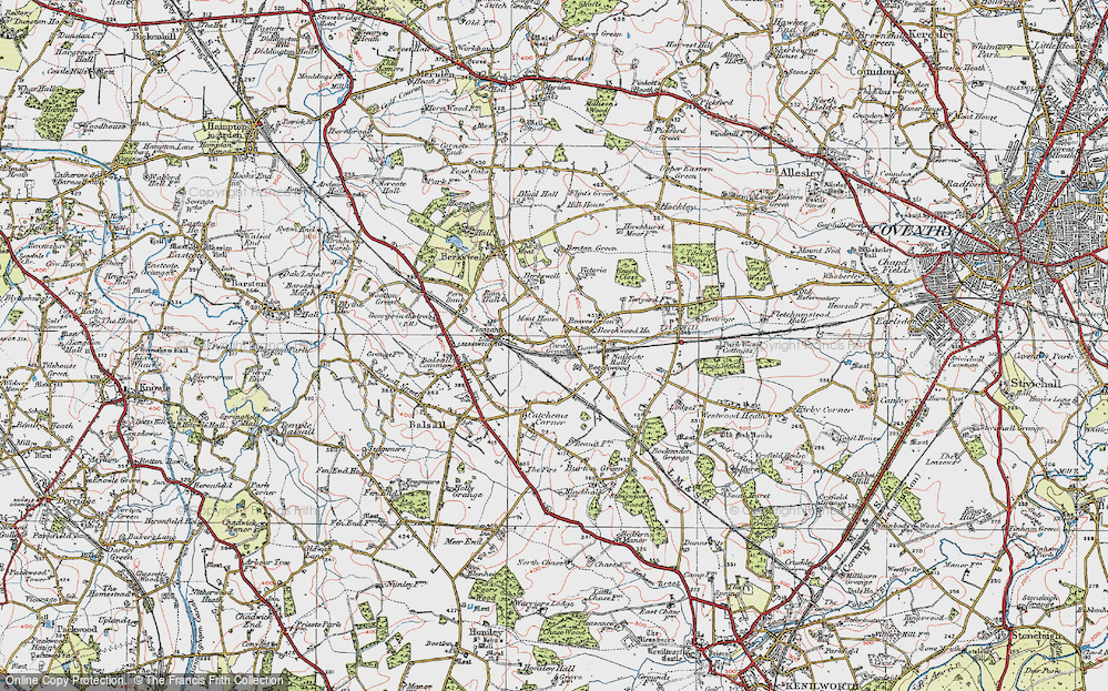 Old Map of Historic Map covering Berkswell Sta in 1921