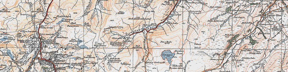 Old map of Afon Glasgwm in 1922