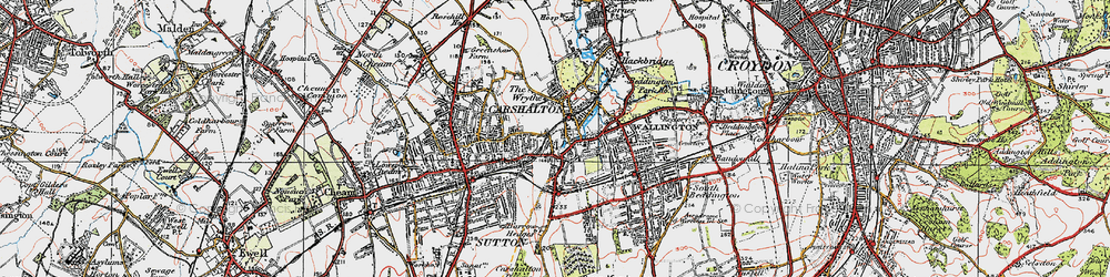 Old map of Carshalton in 1920