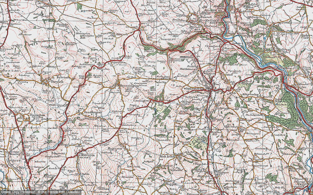 Old Map of Carsington, 1921 in 1921