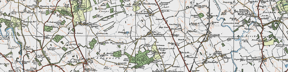 Old map of Carthorpe in 1925