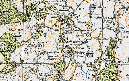 Old map of Cartmel Fell in 1925