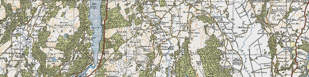 Old map of Cartmel Fell in 1925