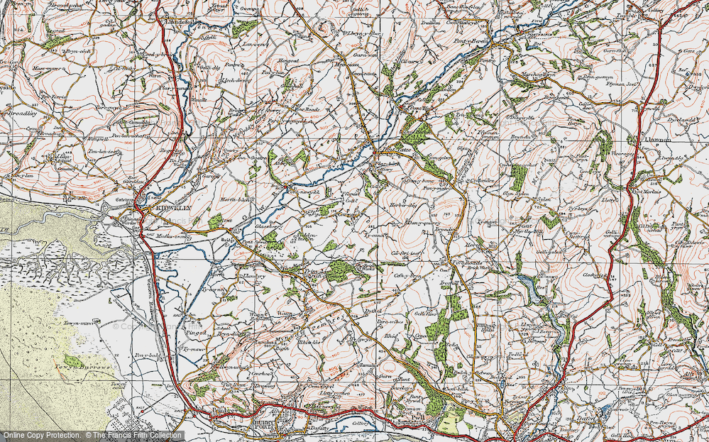 Old Map of Carway, 1923 in 1923