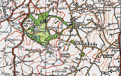 Old map of Carwynnen in 1919