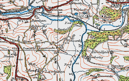 Old map of Wishworthy in 1919