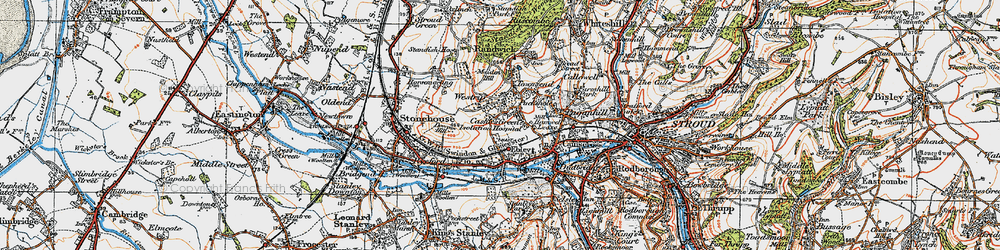 Old map of Cashes Green in 1919