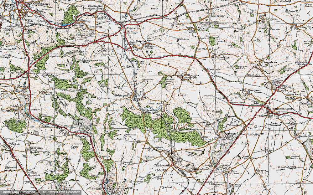 Old Map of Cassey Compton, 1919 in 1919