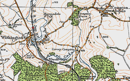 Old map of Cassey Compton in 1919