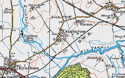 Old map of Cassington in 1919