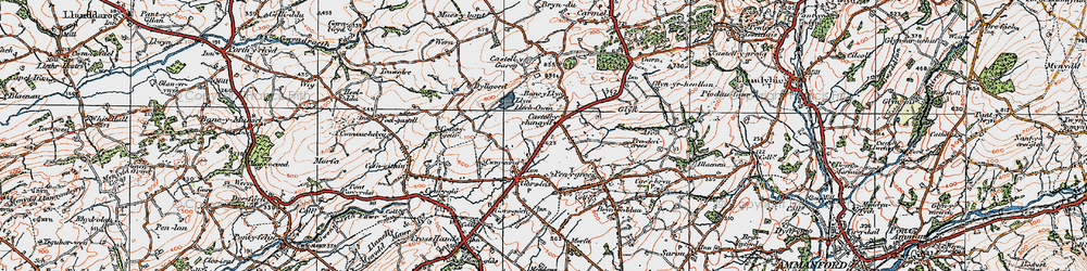 Old map of Castell-y-rhingyll in 1923