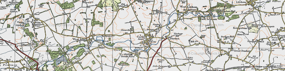 Old map of Castle Acre in 1921