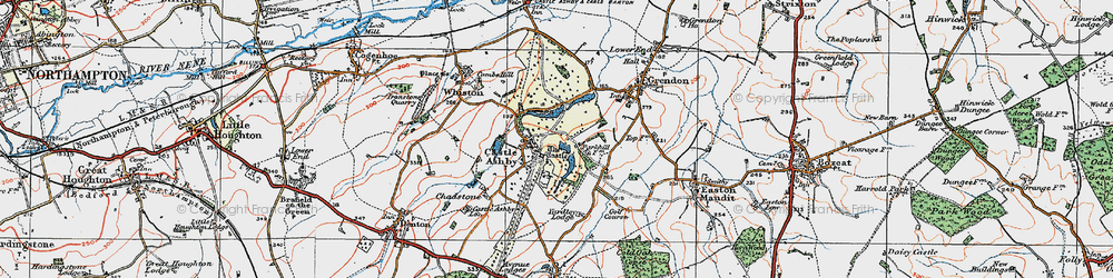 Old map of Castle Ashby in 1919