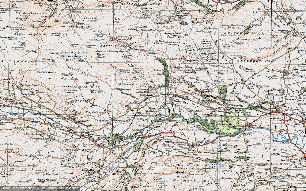 Old Map of Historic Map covering Bull Scar in 1925