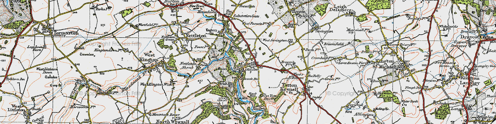 Old map of Castle Combe in 1919