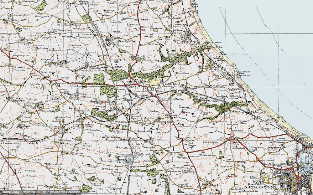 Old Map of Castle Eden, 1925 in 1925