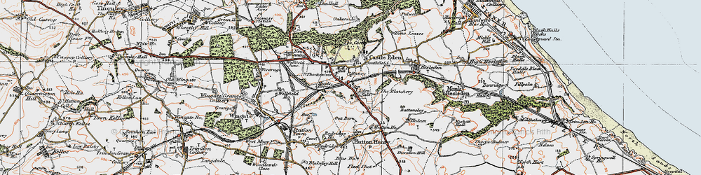 Old map of Castle Eden in 1925