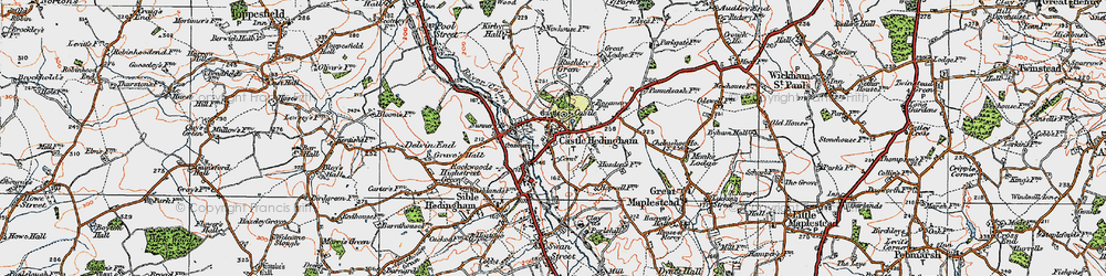 Old map of Castle Hedingham in 1921