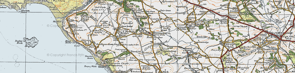 Old map of Castle-upon-Alun in 1922