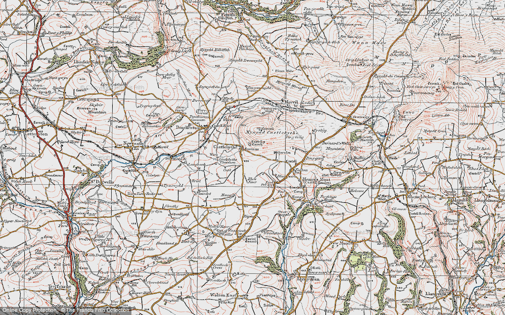 Old Map of Historic Map covering Rhos Fawr in 1922
