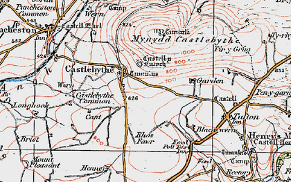 Old map of Rhos Fawr in 1922