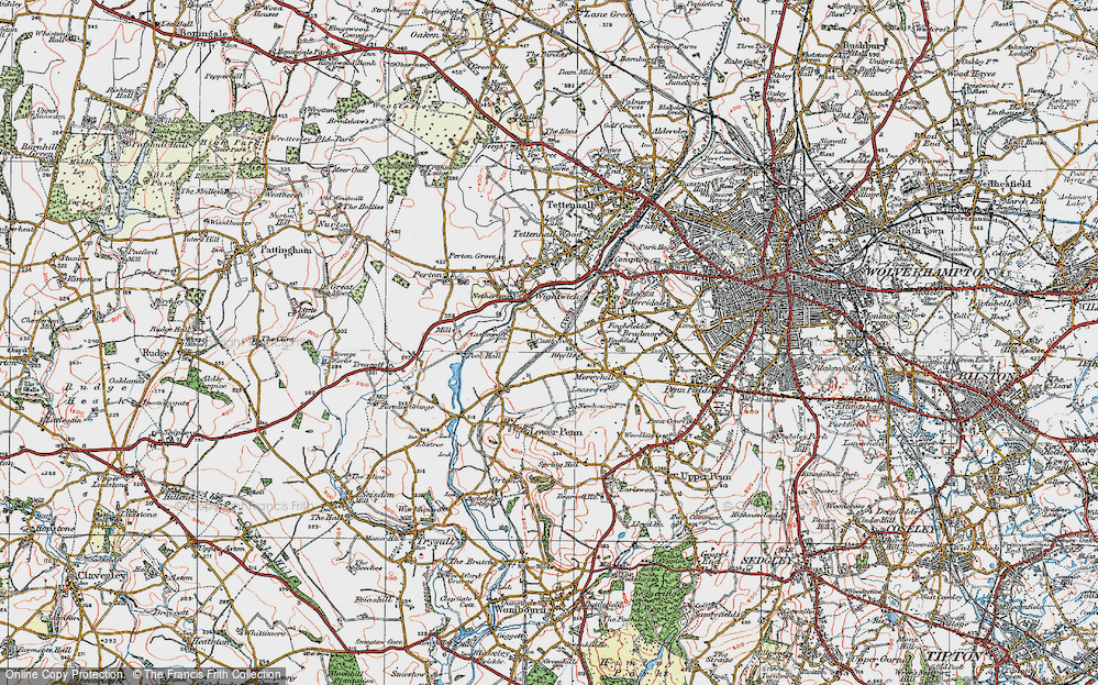 Old Map of Castlecroft, 1921 in 1921