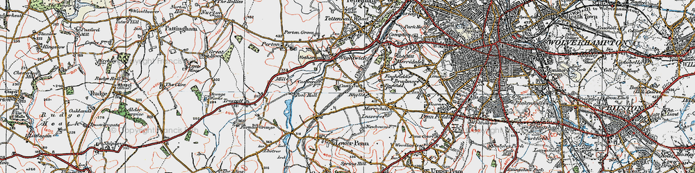 Old map of Castlecroft in 1921