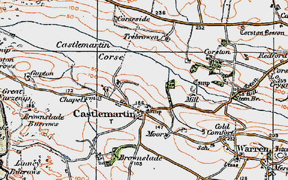 Old map of Linney Burrows in 1922