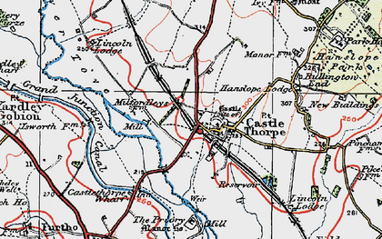 Old map of Castlethorpe in 1919
