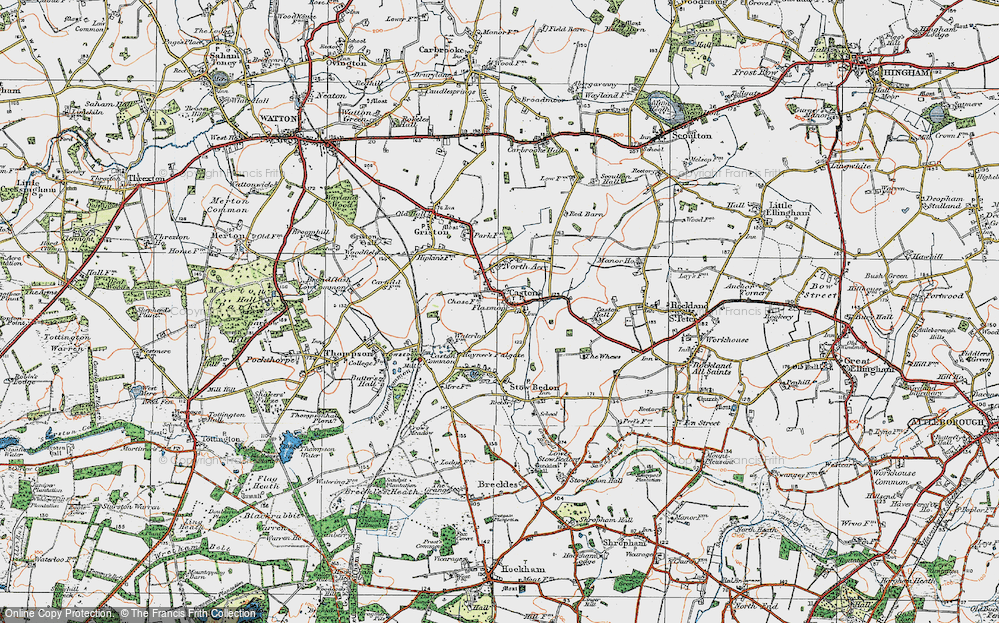 Old Map of Caston, 1921 in 1921