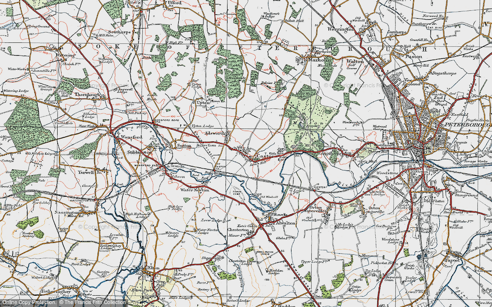 Old Map of Castor, 1922 in 1922