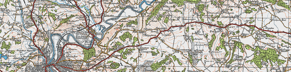 Old map of Cat's Ash in 1919