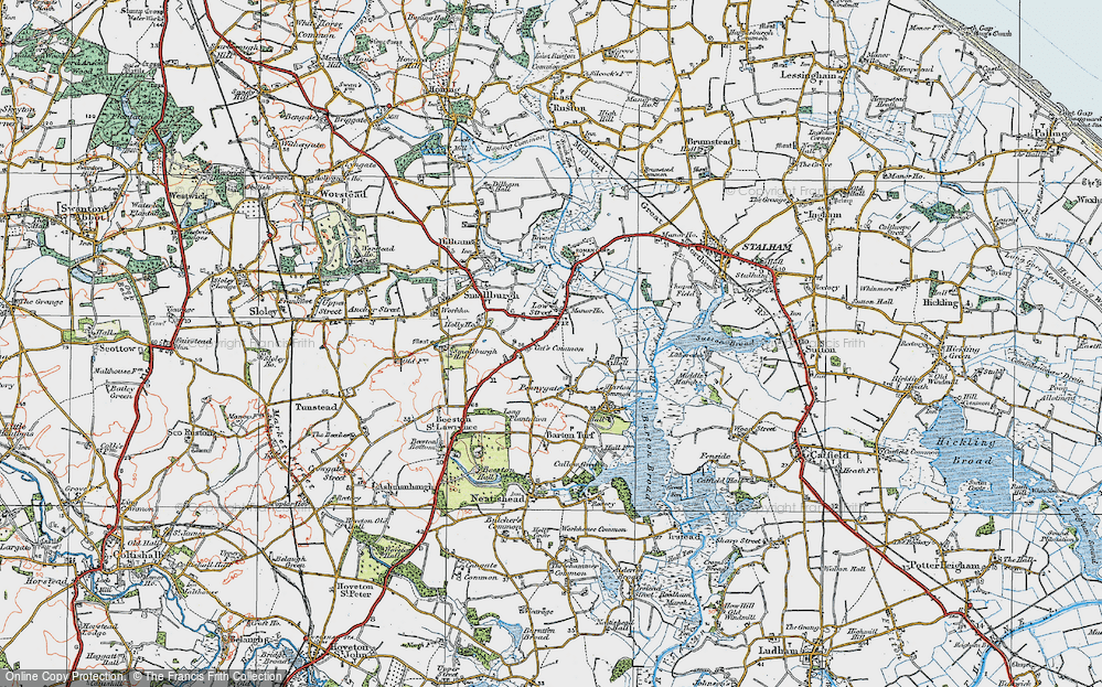 Old Map of Cat's Common, 1922 in 1922