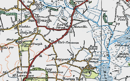 Old map of Cat's Common in 1922
