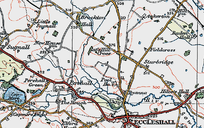 Old map of Cat's Hill Cross in 1921