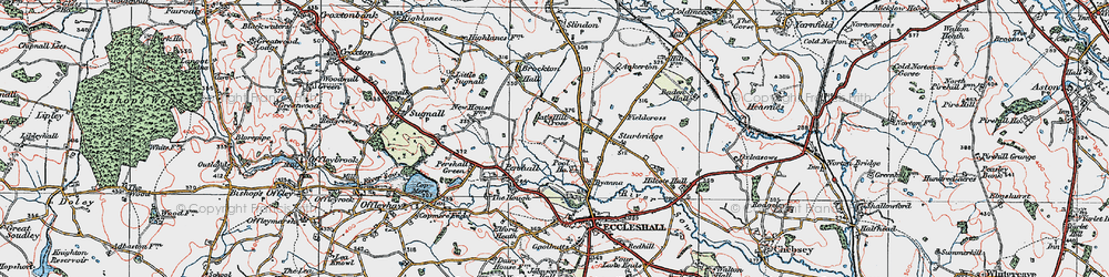Old map of Cat's Hill Cross in 1921