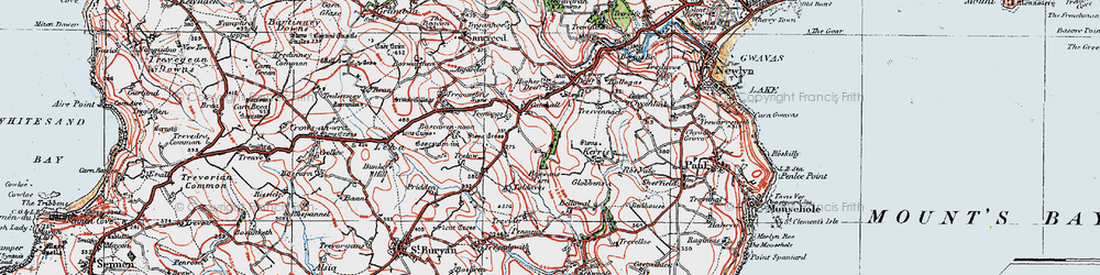 Old map of Bojewans Carn in 1919