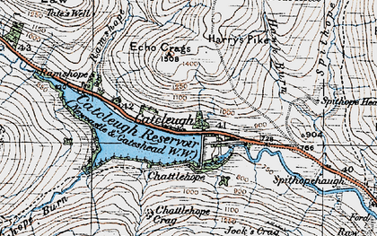 Old map of Catcleugh in 1926