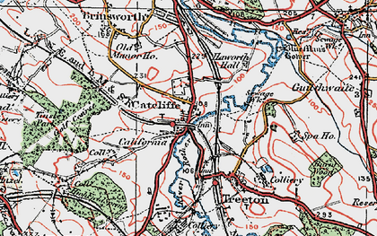 Old map of Catcliffe in 1923
