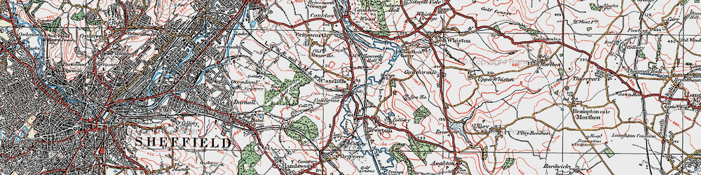 Old map of Catcliffe in 1923