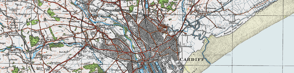 Old map of Cathays in 1919