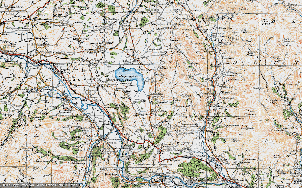 Old Map of Cathedine, 1919 in 1919