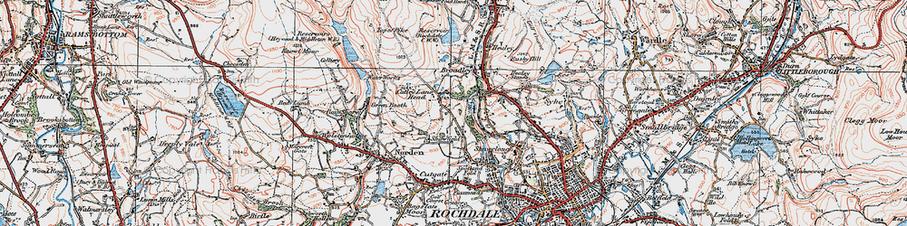 Old map of Catley Lane Head in 1924