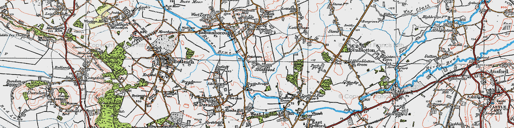 Old map of Catsham in 1919